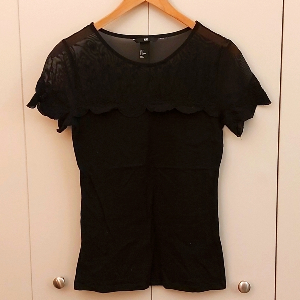 H&M black tshirt with mesh detail